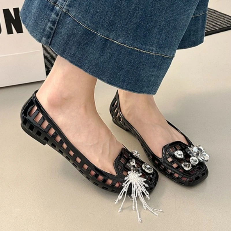 

Crystal Women Flats Sandals Fashion New Designer Summer Loafers Shoes Casual Sport Woman Sneakers 2025 Transparent Shallow Shoes