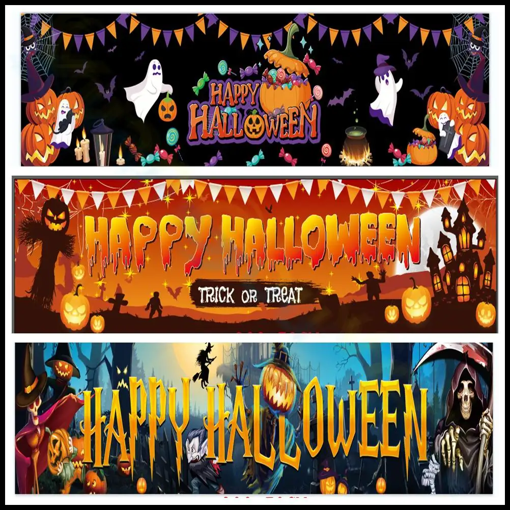 3 м x 50 см новый баннер на Хэллоуин фон призрак фестиваль атмосфера украшения поставки сцены реквизит Рождественский подвесной флаг