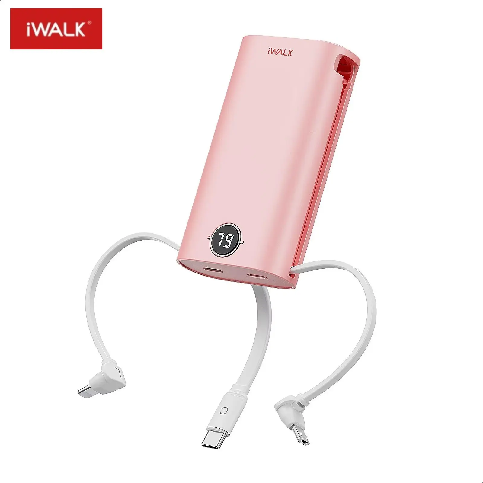 iwalk Mini Portable Lightweight Capsule Comes with Cable, Mobile Power, Fast Charging, Suitable for iPhone Type-C Lighting