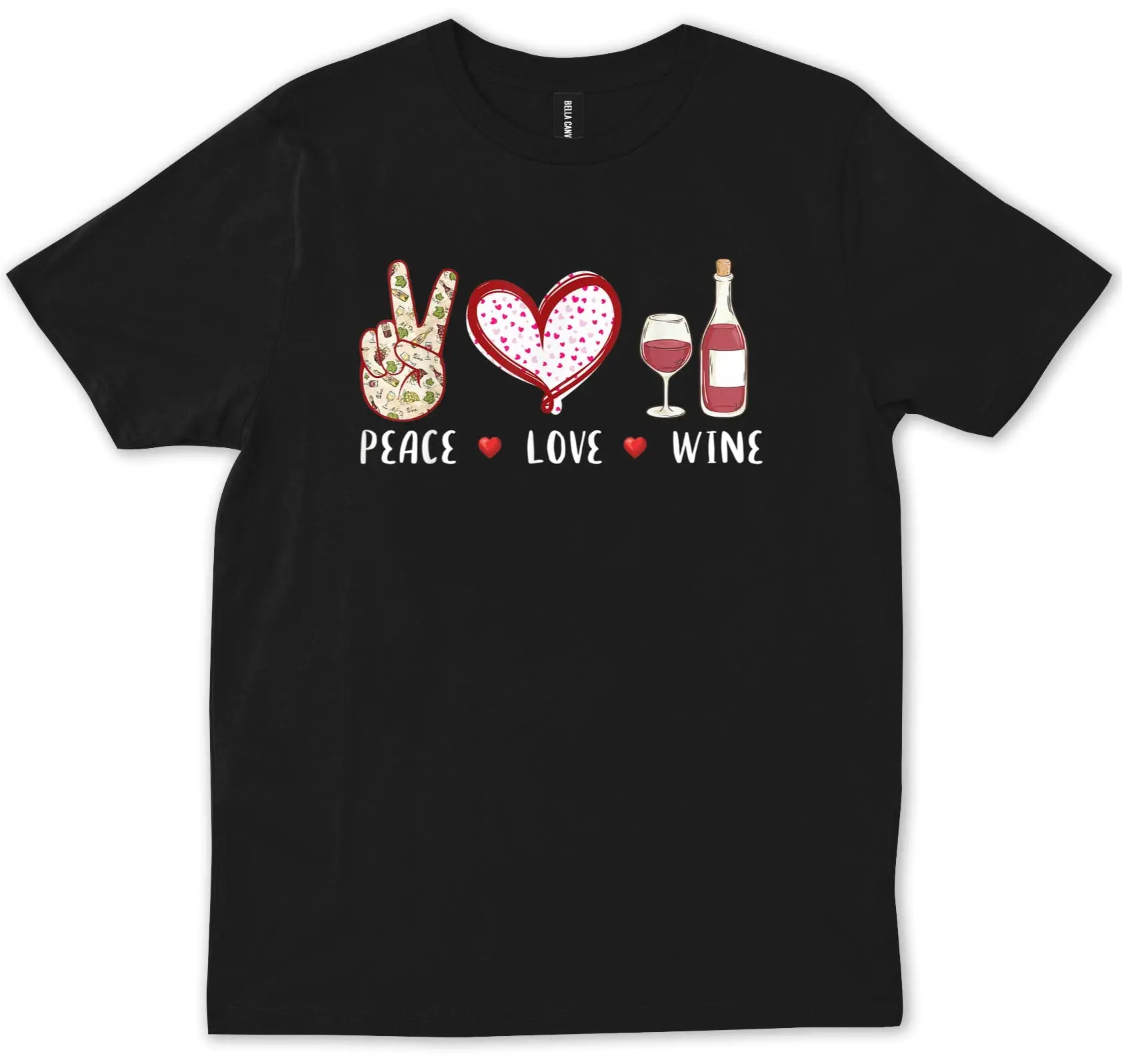 Peace Love Wine Shirt for Men Women Funny  Drink Gift T-ShirtHigh Quality Animation PatternAnime Graphic T-shirts   Cl