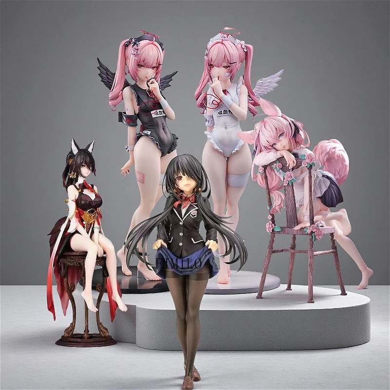 

Anime Dragon Ball Genshin Impact Hu Tao Figures Tsukuyomi Riko Trainee Nurse Bibi Buttons Action Figures PVC Cute Model Doll Toy