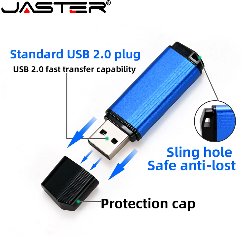JASTER-Clé USB 128 avec capacité réelle de 4 Go, 8 Go, 16 Go, 32 Go, 64 Go, 2.0 Go