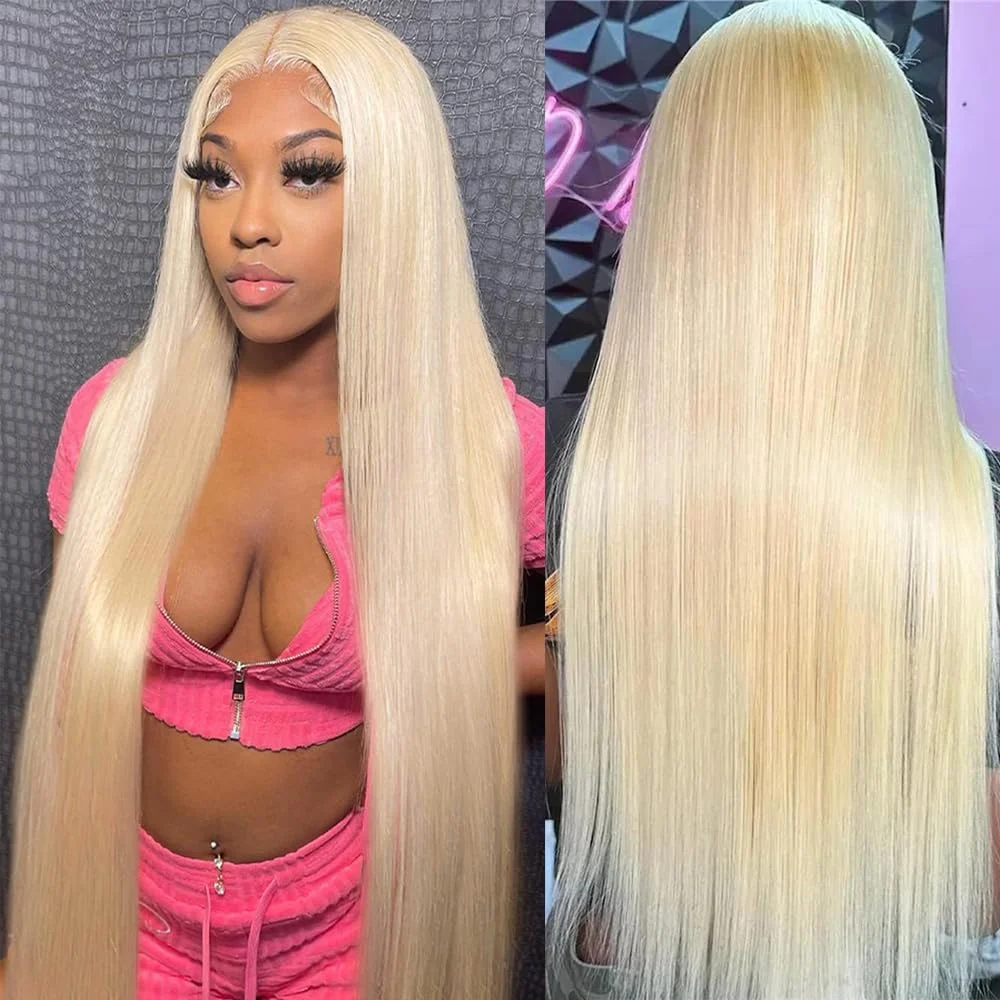 

Alimice #613 Blonde Straight 13x4 Lace Frontal Human Hair Wig Pre-plucked High Quality Real Human Hair Wig