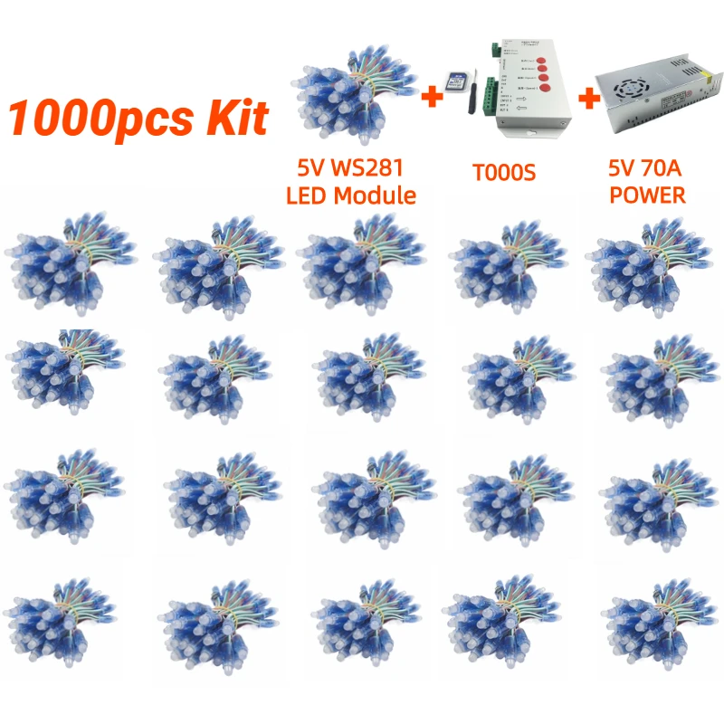 1000/500pcs 12mm WS2811 5V iC pełny kolor piksela moduł lampy LED wodoodporny kolor RGB cyfrowy oświetlenie pikselowe LED lub zestaw