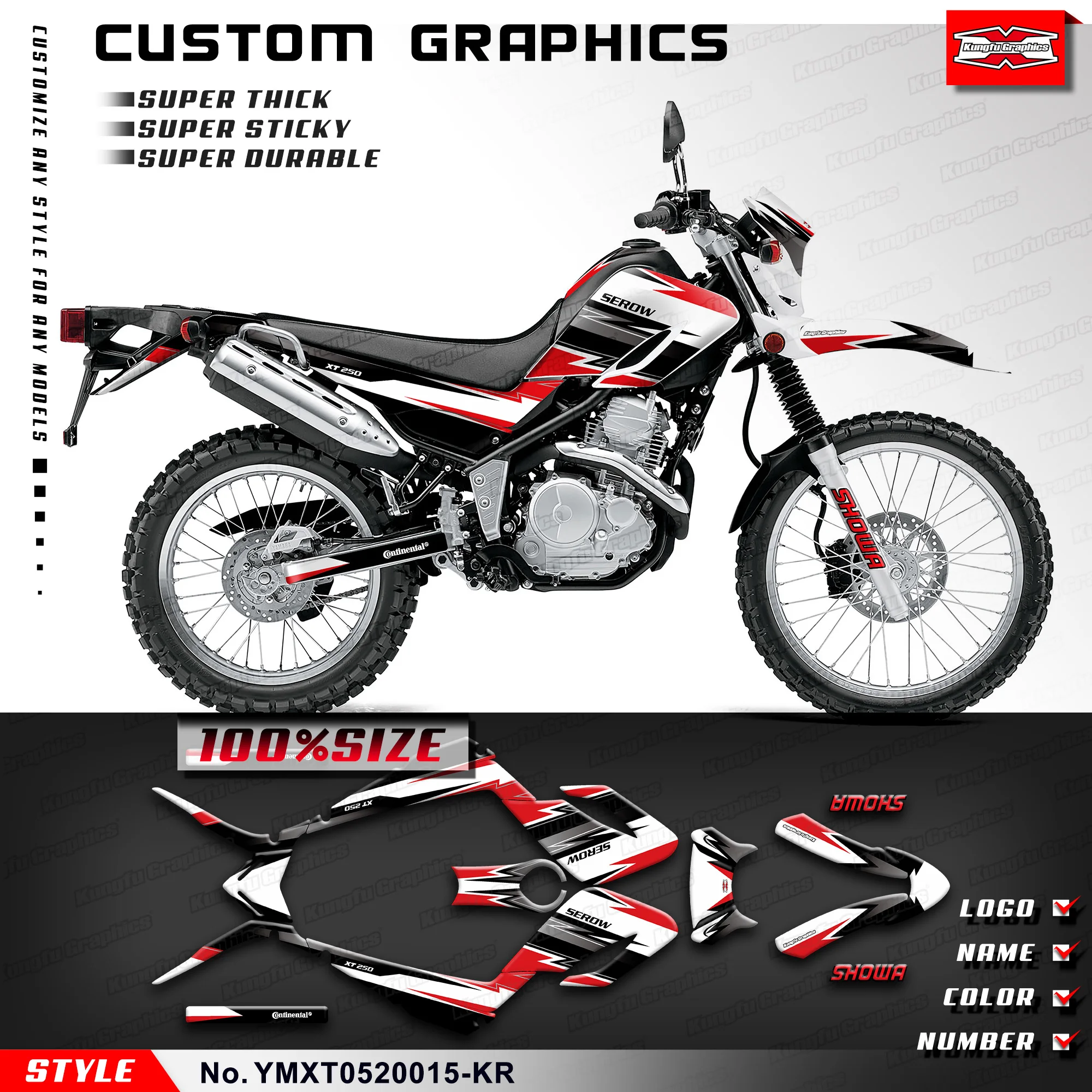 

KUNGFU GRAPHICS Motorcycle Stickers Vinyl Decal for Yamaha Serow XT250 XT 250 2005-2020, Accessories, YMXT0520015-KR
