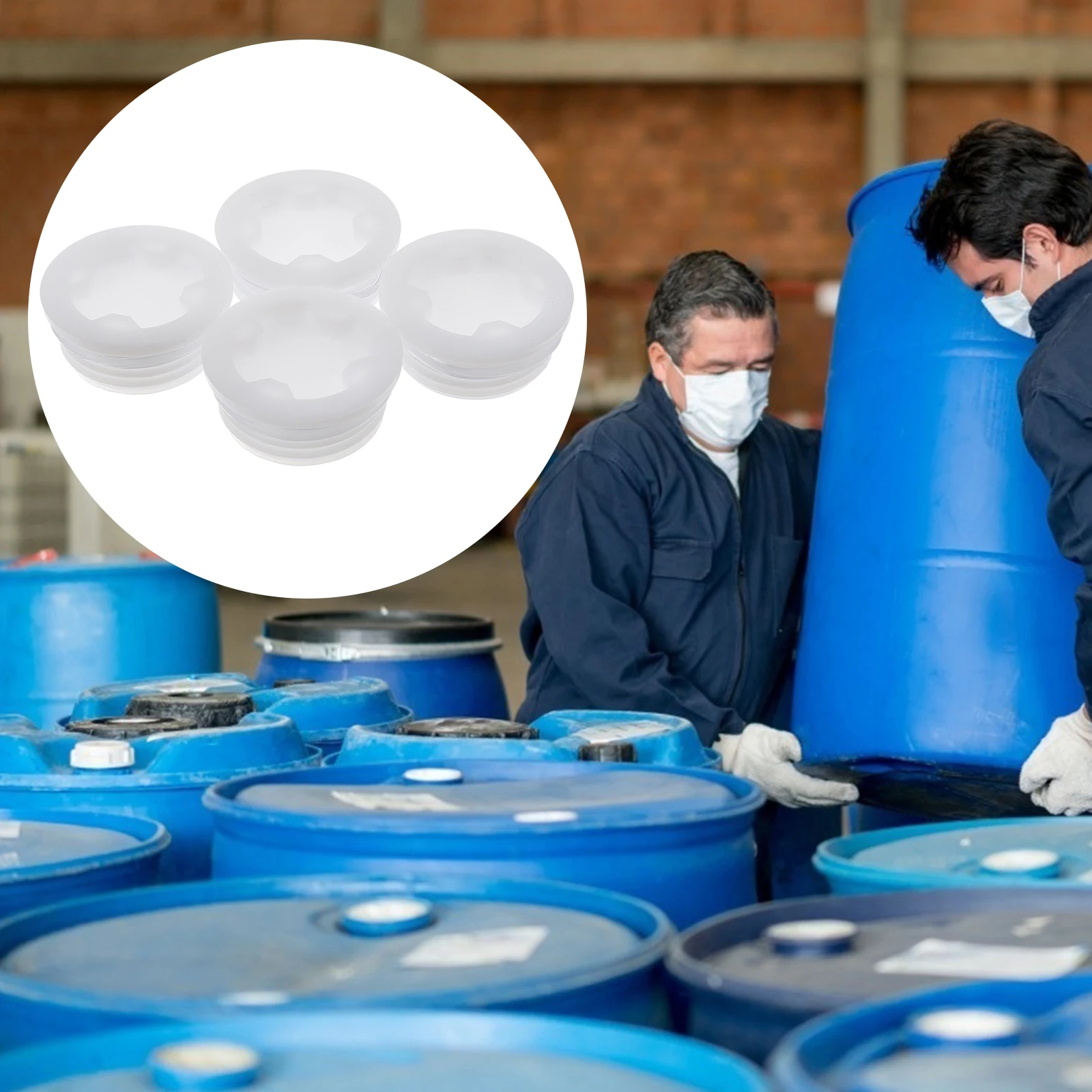 

4Pcs Plastic Bucket Cover Drum Cap Sealed Lids Bung For Container Oil Barrel Poly Drum Cap Plastic Barrel Drum Bung Drum Lid Cap