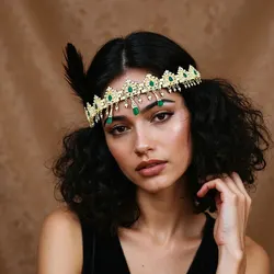 Gold Color Middle East Moroccan Hair Jewelry Forehead Chain Crystal Droplet Pendant Chic Algeria Bride Hair Chain For Women