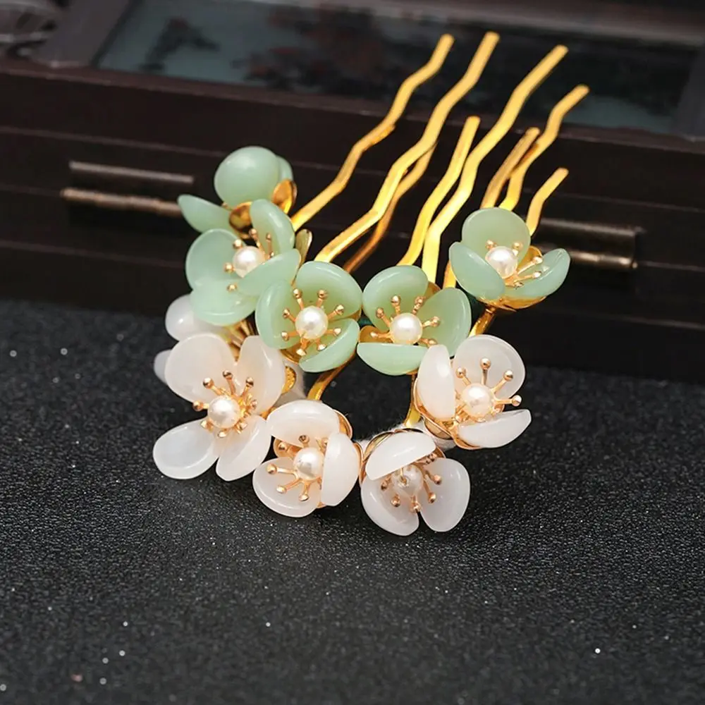

Sweet Flowers Pearl U Shape Hair Stick For Girl Elegant Temperament Hair Fork Hanfu Hairpin Fashion Headwear Hair Accessories