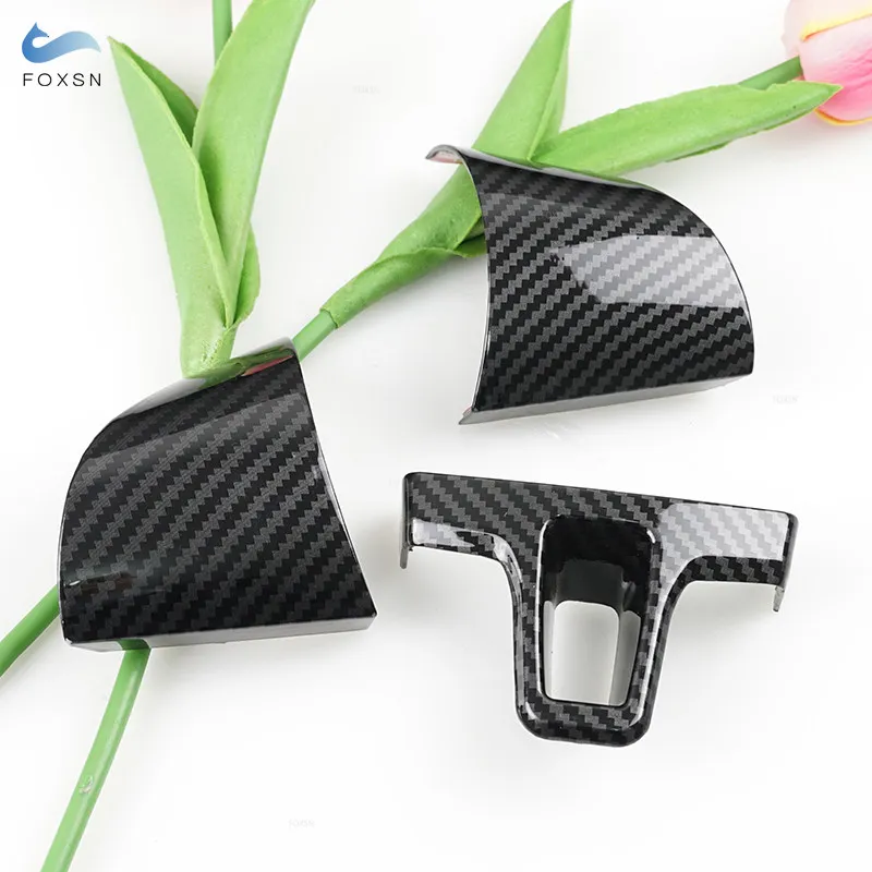 Car Styling ABS Carbon Fiber Texture Steering Wheel Cover Trim For VW Golf 6 MK6 Passat B7 Sharan Polo Jetta Tiguan Caddy Touran