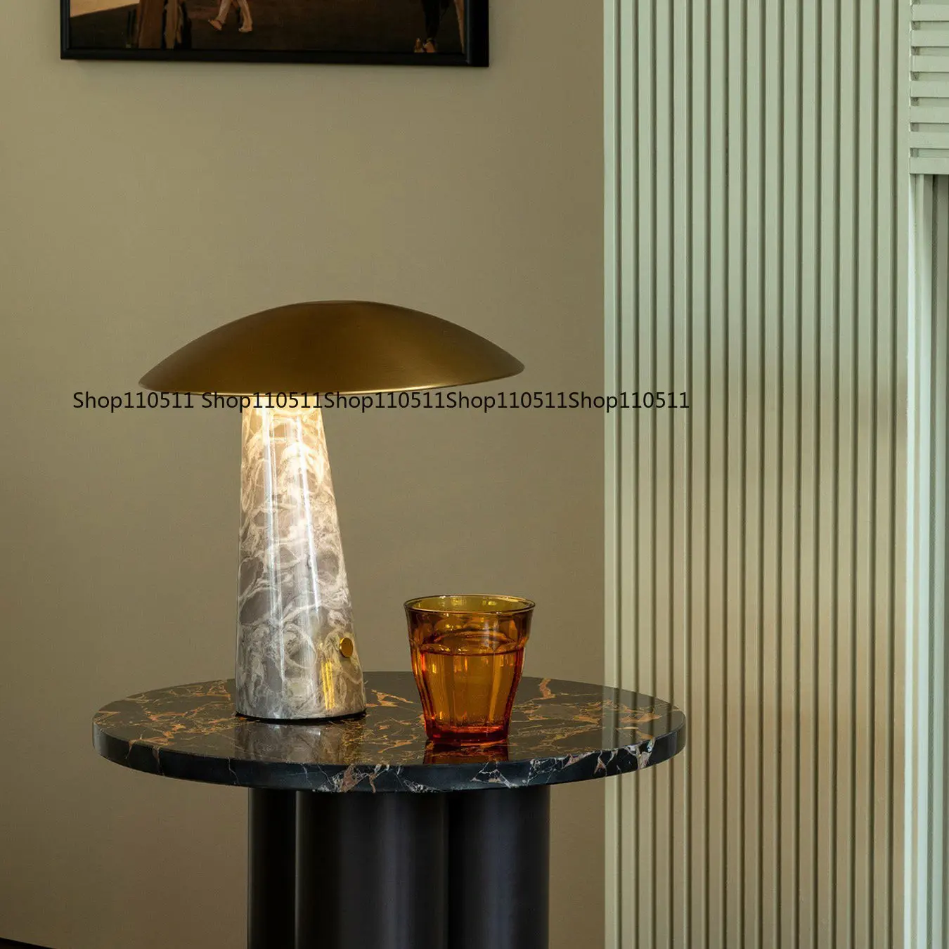 Nordic charging mushroom night light luxury marble table lamp hotel bedroom bedside decoration atmosphere table lamp
