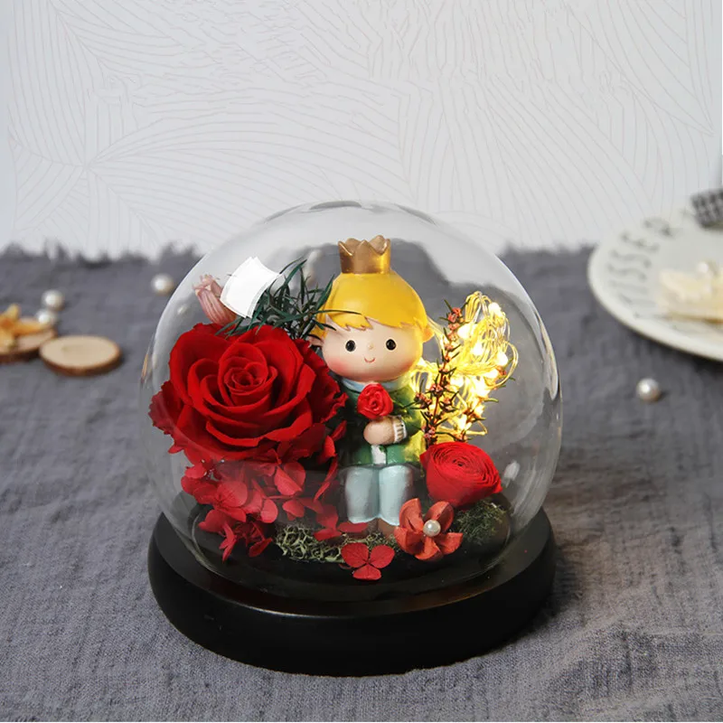 2sets/pack Diameter=15cm Middle Size Glass Dome Vase Home Decoration Black Base Transparent Cover DIY Gift Wedding Souvenir