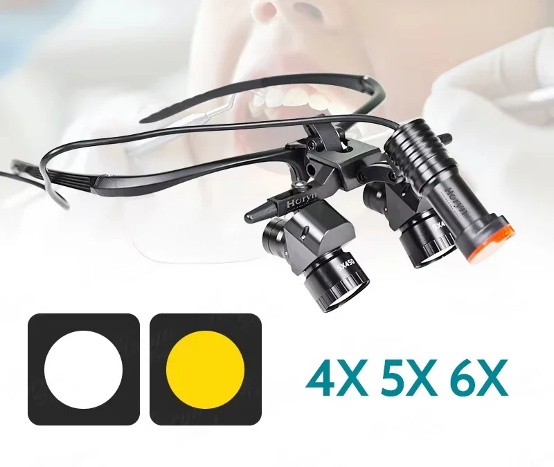 4X 5X 6X Dentals Binocular Magnifiger 5W Surgery Ergovision Headlamp Loupes with LED Light  Lithium Battery 300-600mm / Hotsales