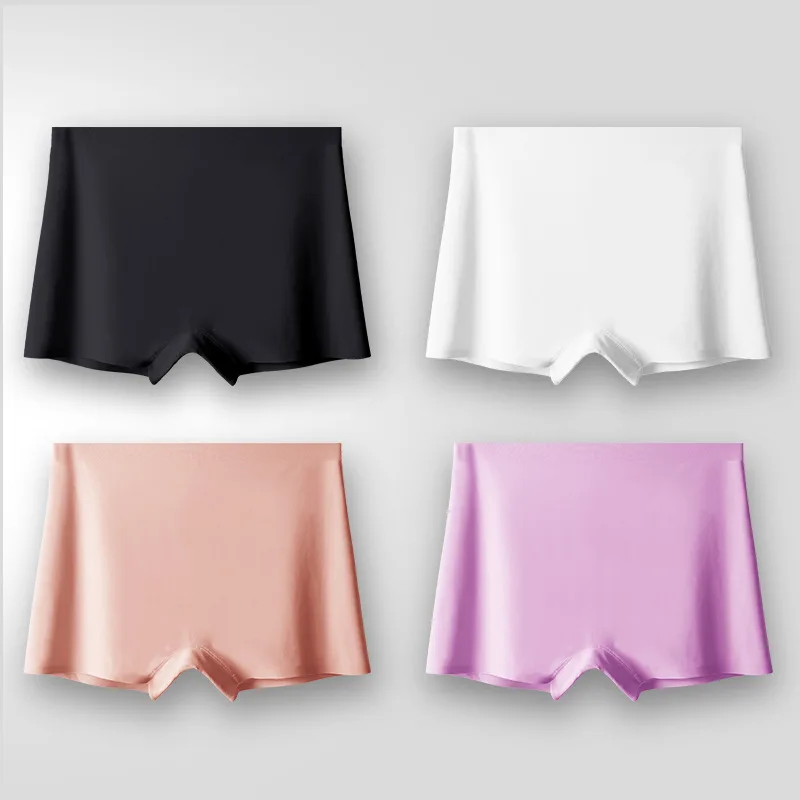 New Ice Silk Seamless Underwear Women's Cotton Crotch Boxer Shorts Ladies Pants Four Corners Anti-empty Summer Thin Section