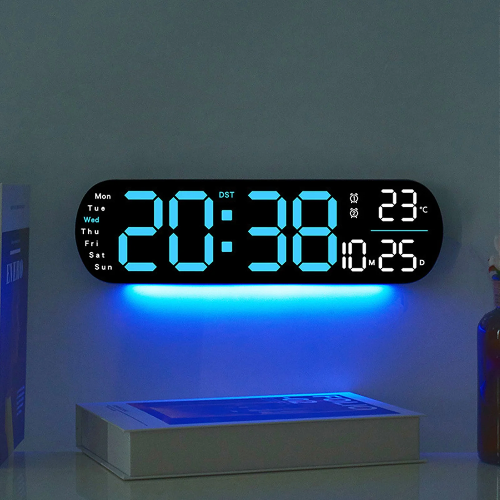 LED Digital Wall Clock Multifunctinal Large-Screen Display Desk Clock Adjustable Light with Remote Control Simple Home Decors