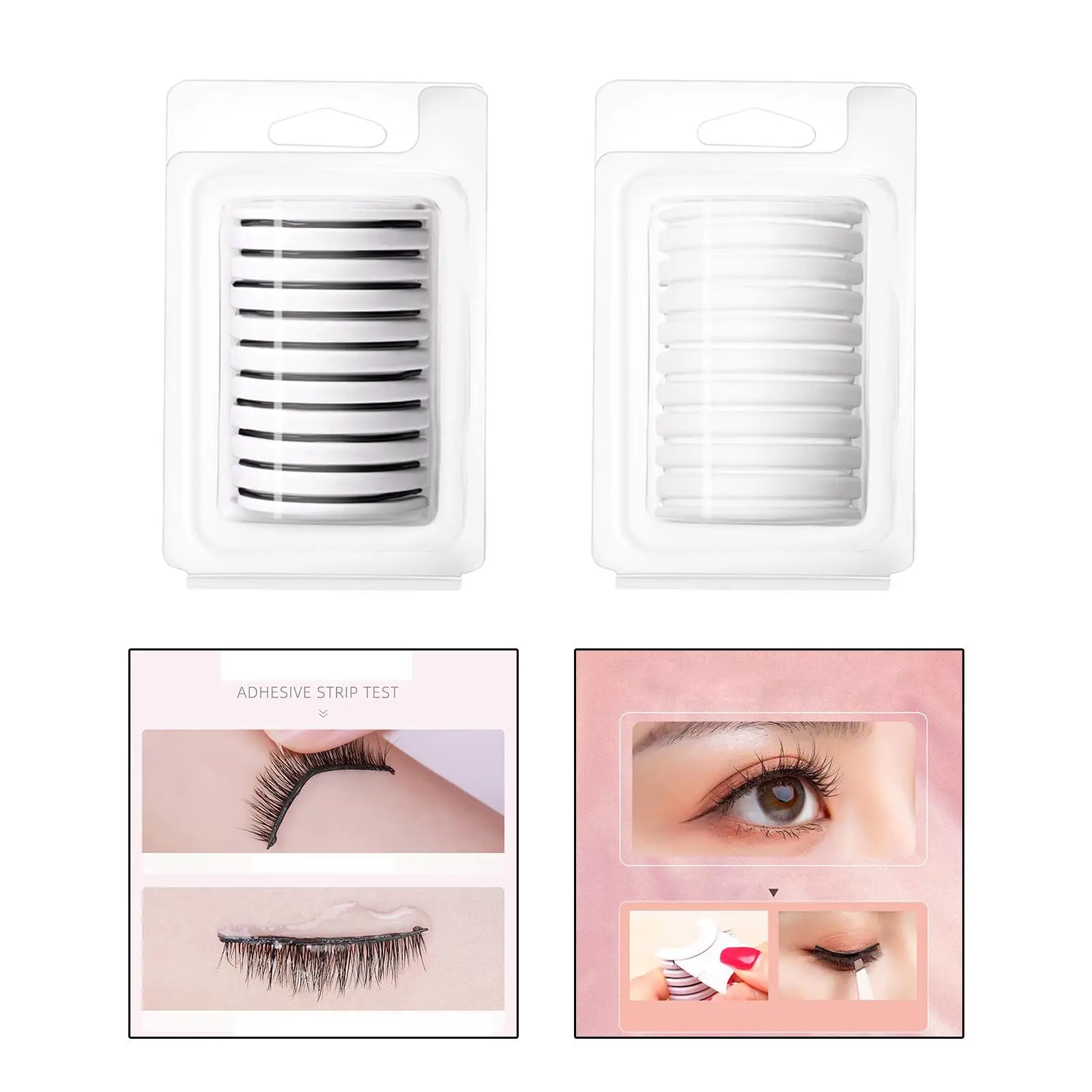 10 peças de tiras autoadesivas de cola para cílios, maquiagem de cílios postiços sem cola