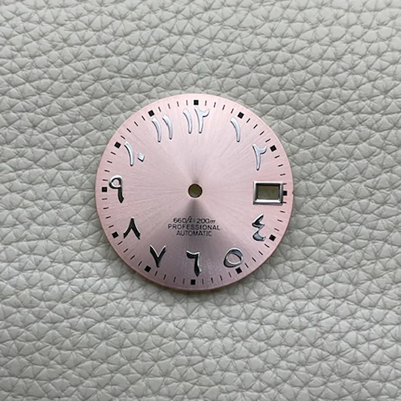 28 5mm Cadran Sunburst Verde Árabe Mostrador NH35 S Logo Data Just Dress Watch Face Peças de reparo