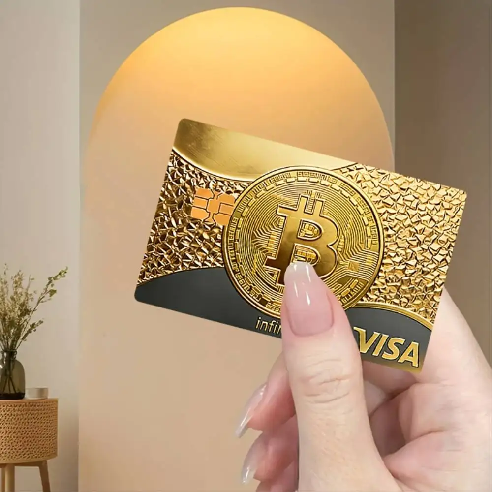 Bitcoin Infinite Golden Credit Card Skin Sticker Premium PVC Holiday Festival Gift Decal For EBT Transit Debit Bank Key Cards