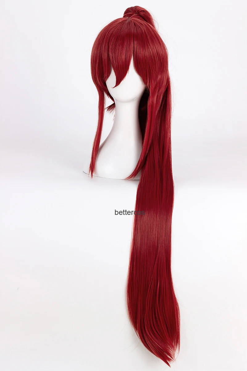 Erza Scarlet parrucche Cosplay 100cm lungo vino rosso resistente al calore parrucca sintetica + parrucca Cap