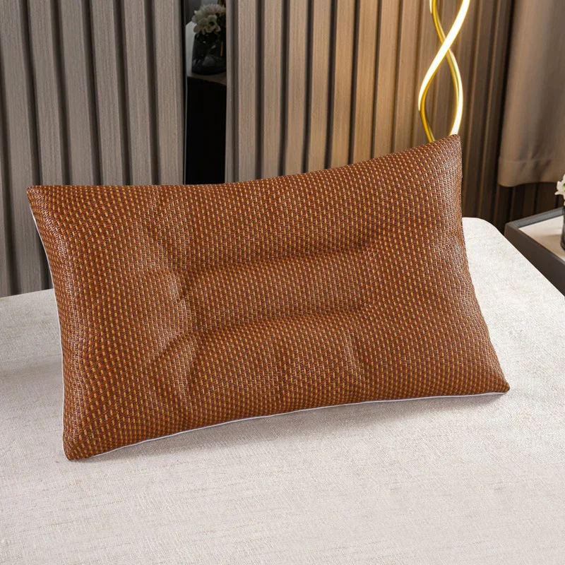 

Summer Bamboo Mat Adult Neck Protection Pillow Made of Feather Cotton for Comfortable Shaping