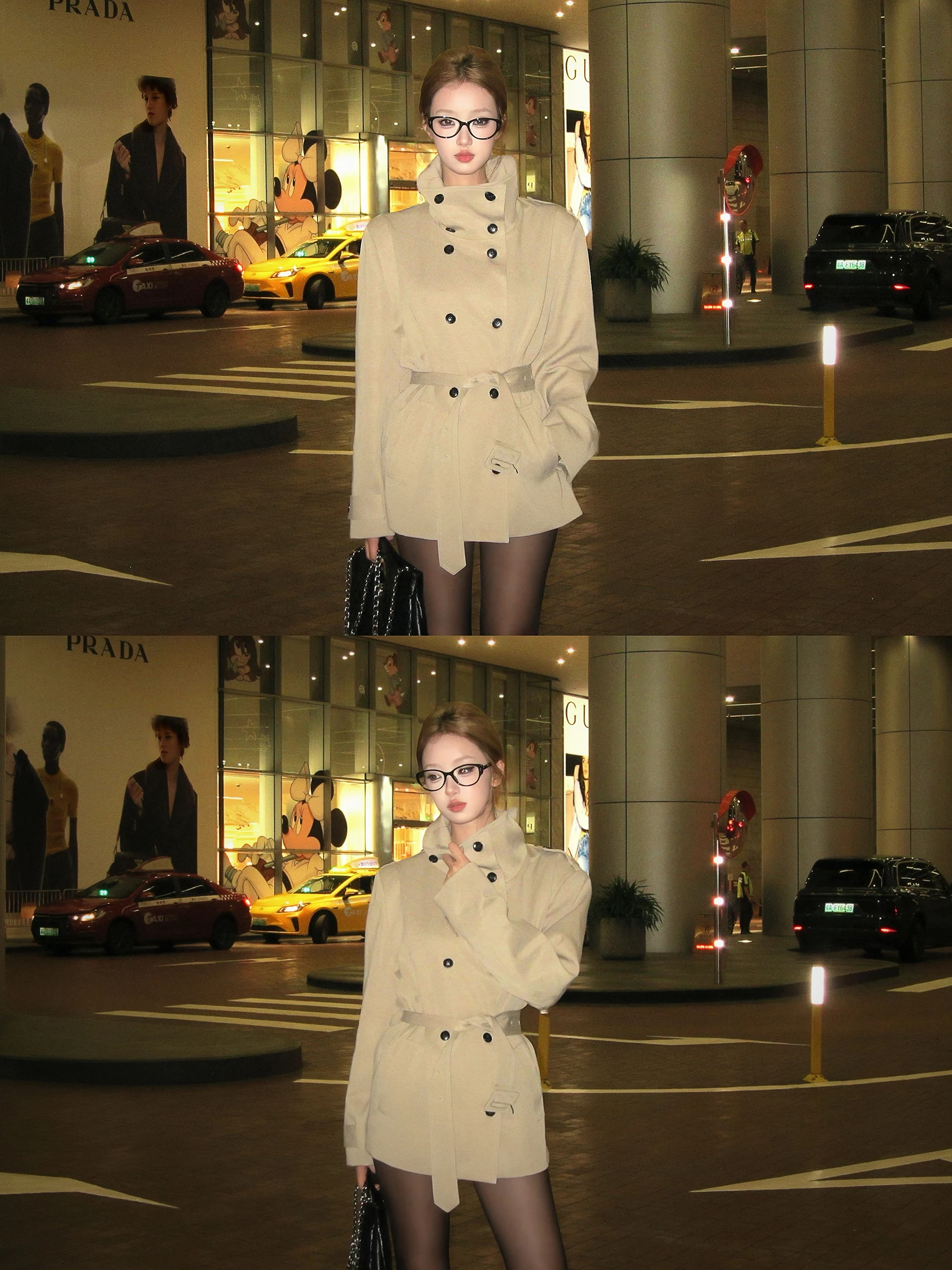 

Ruanrui Ci ort пальто из смешанного волокна с воротником-стойкой и драпировкой верхняя одежда модное универсальное женское пальто для поездок на работу