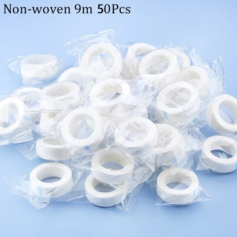 Venta al por mayor, 20/50 rollos de cinta de extensión de pestañas, transpirable, PE/cinta de papel japonesa, parches adhesivos debajo de las almohadillas para los ojos, cintas de injerto