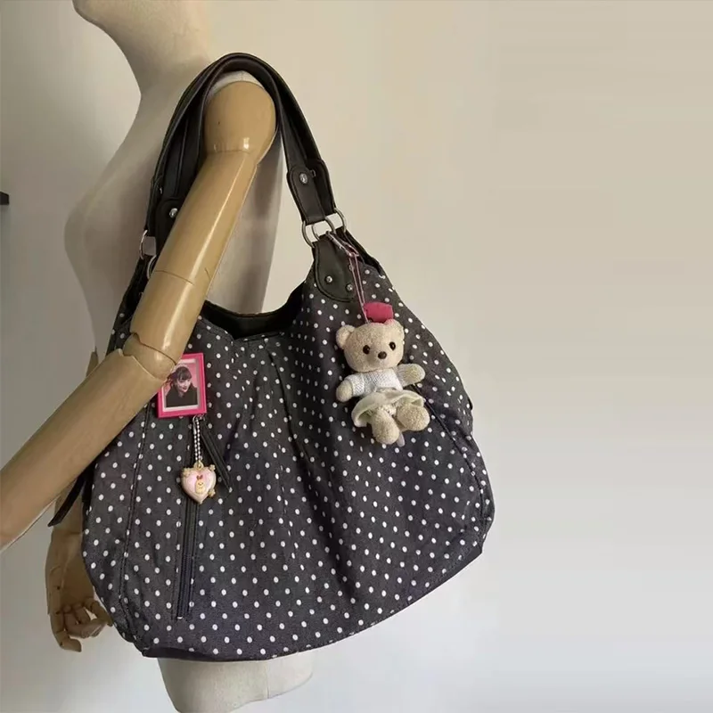 Modieuze Vintage Messenger Bags Nieuwe Polka Dot Handtas Koreaanse stijl Grote capaciteit Tassen Veelzijdige Comfortabele Casual Tassen