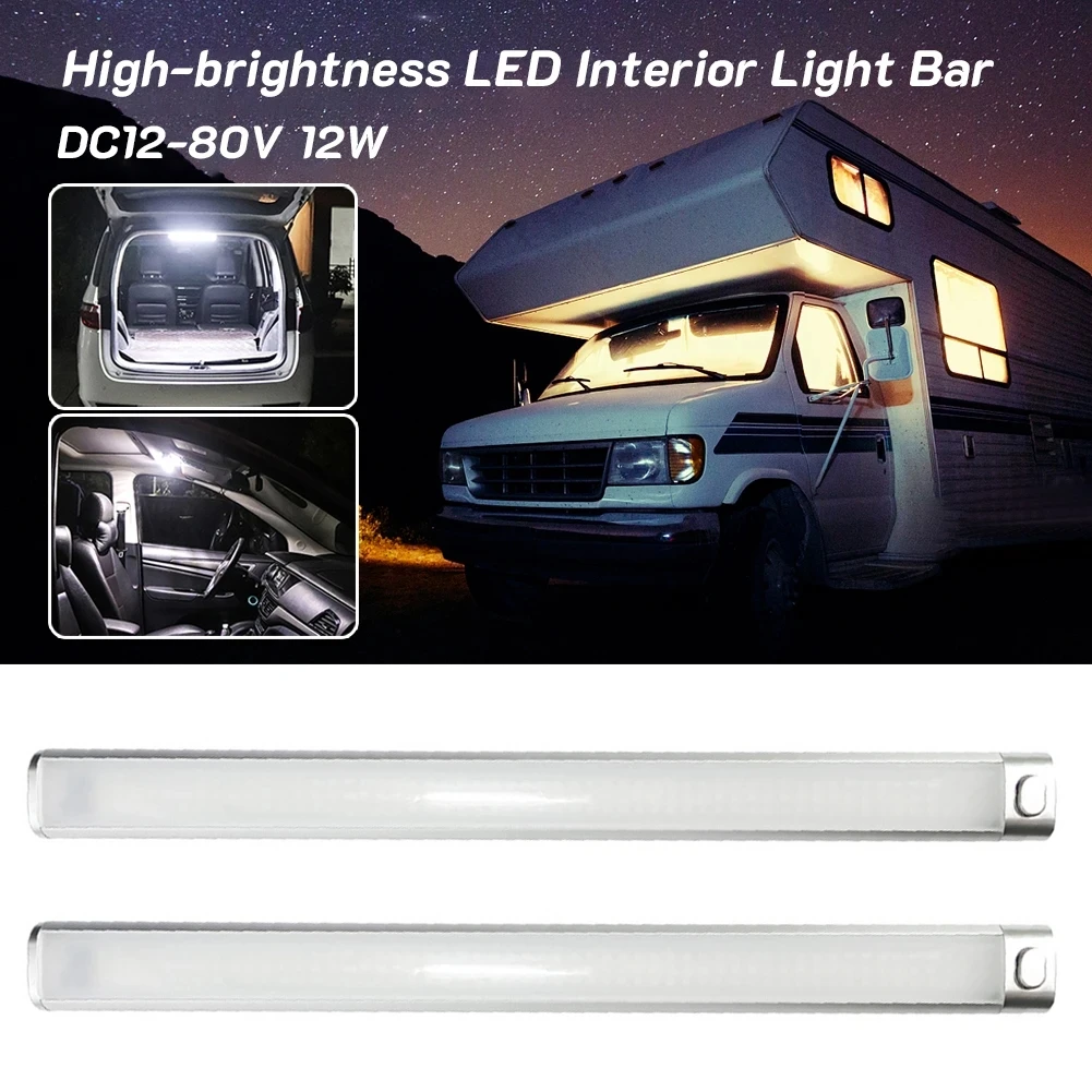 2PCS 12W Universal LED Light Bar 120LED 168LED 12V-80V Car Interior Light Dome Reading Light Strip for Car Truck Caravan Ship