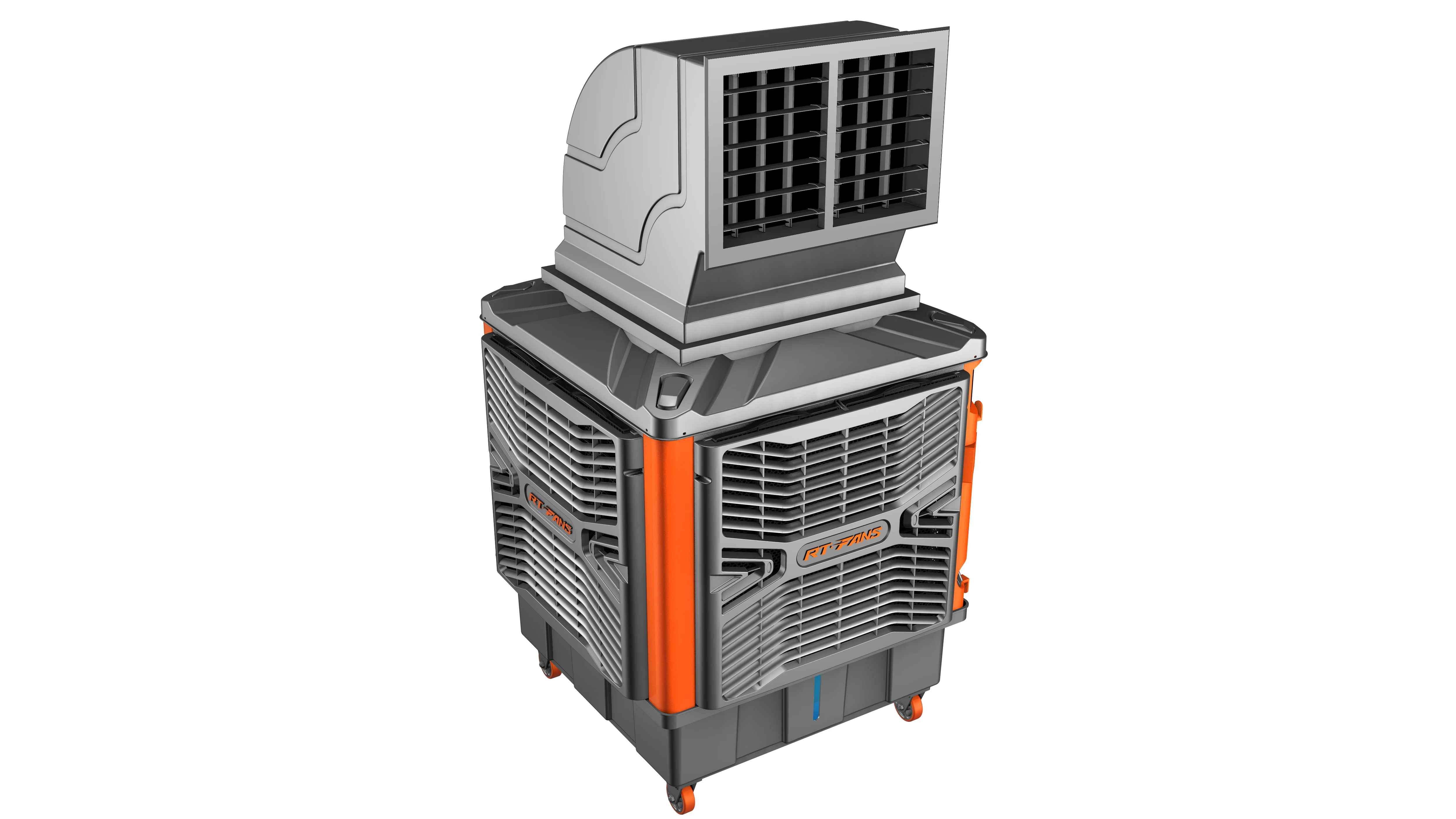 

RTFANS Промышленный испарительный охладитель воздуха с баком для воды 300 л, портативный, для жаркого климата, с шейкой-распылителем