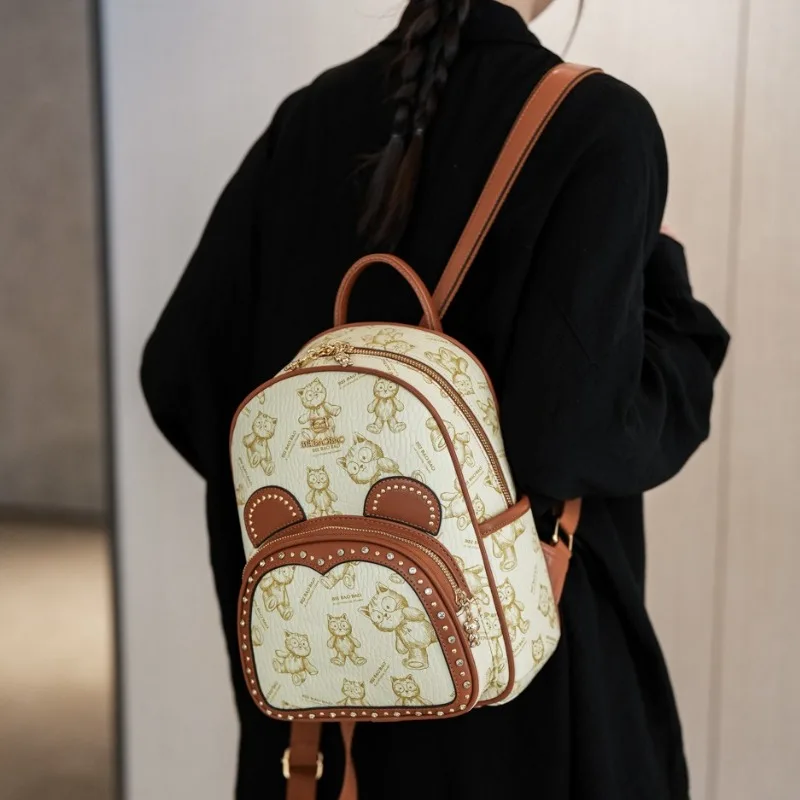 New Street Trend Large Casual Backpack Leather Handbag Travel Light Weight Backpacks School Backpack for College Students