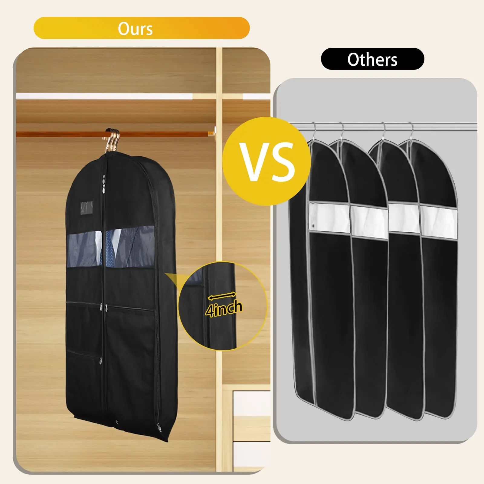 Garment Bags for Travel,Hanging Garment Bags for Men,Double Sides Zipper & Large Mesh Pockets,Monogrammed Closet Clothes Storage