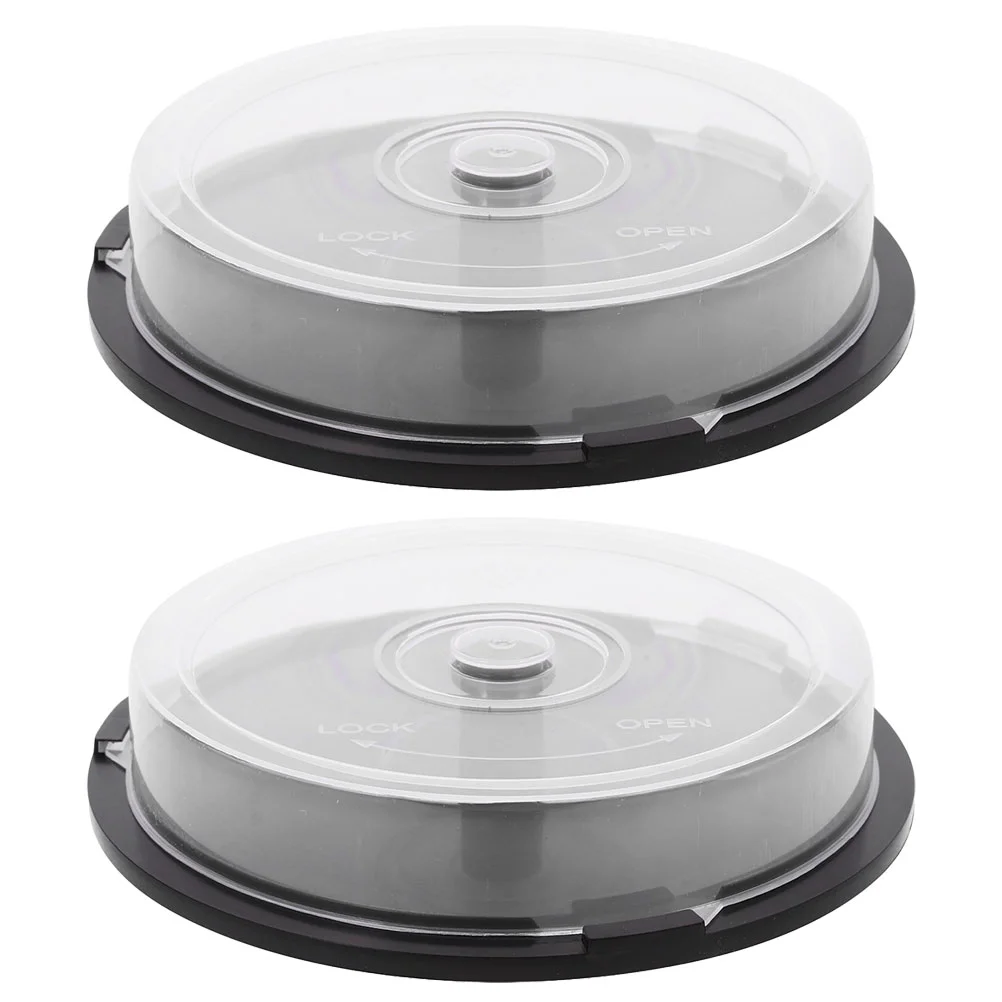 

2 Pcs CD Storage Bin Organizer Empty Dvd Bucket Holder Spindle Plastic Pp Cases