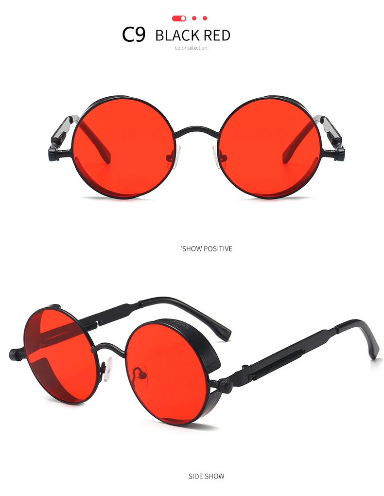 BOYSEEN 2025 Vintage Steampunk Sonnenbrille Frau Männer Runde Luxus Metall Retro Sonnenbrille Hiphop Stil Brillen UV400 – Detail 19