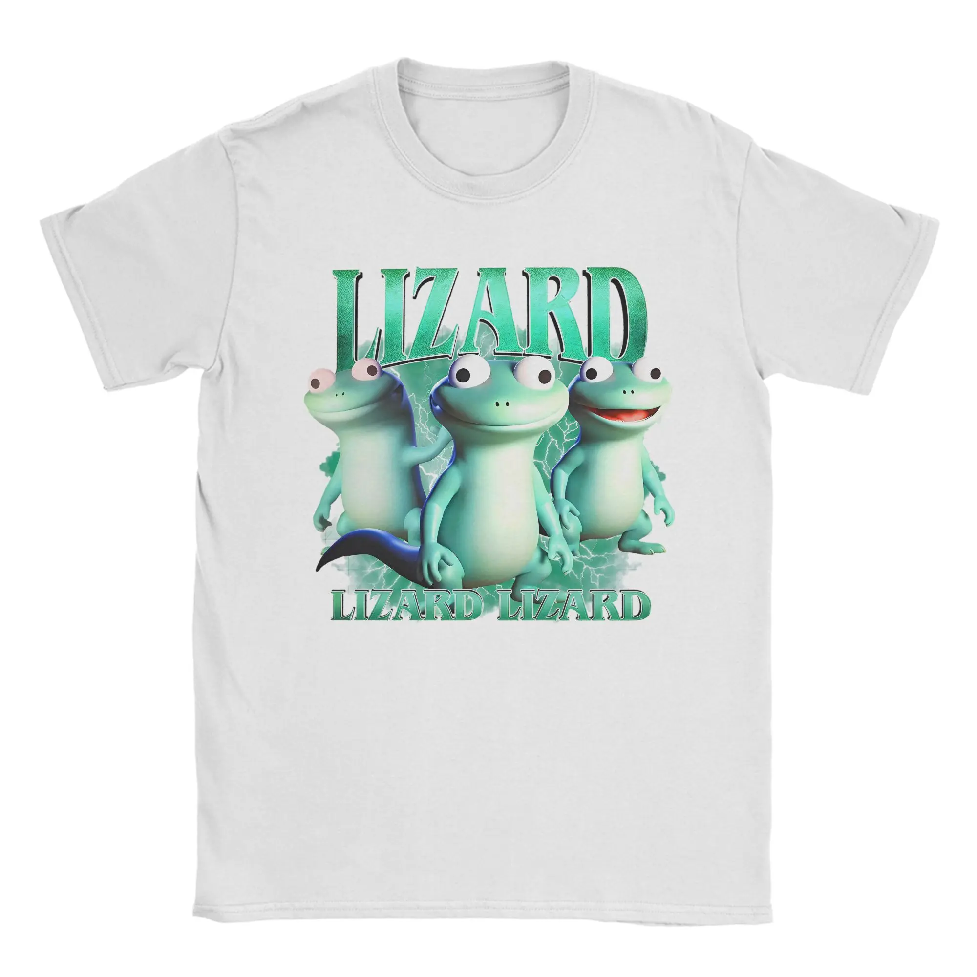 Men Women's Lizard Meme Funny Retro T Shirts Cotton Clothing Vintage Short Sleeve Round Collar Tees Classic T-Shirts
