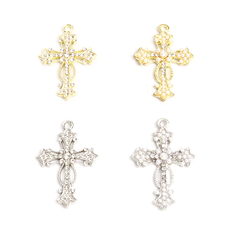 10 pz misto religioso croce cristalli Charms perle strass gotico crocifisso pendenti fatti a mano gioielli fai da te accessori artigianato