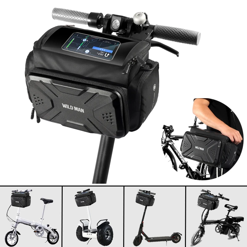 Wild Man borsa anteriore antipioggia borsa da ciclismo Touch Screen per Xiaomi M365 Pro Pro2 1S Pro4 borse portaoggetti per manubrio per Scooter