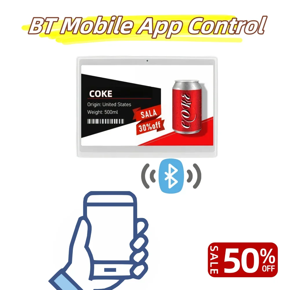7.5 Inches ePaper BLE BT Standalone Digital Poster Controlled Mobile App DIY ESL Electronic Price Tag Indoor Use 1 Year Warranty