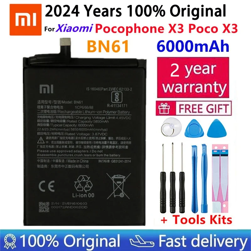 Original Battery Xiaomi Mi Redmi Note Pocophone Poco F1 F2 F3 3 3S X3 K30 4 4X K40 5 6 7 8 8T 9 9A 9C 9T 10 10S 10T 11 Pro Lite