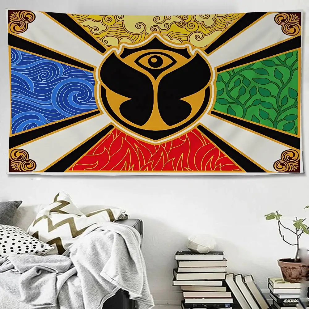 T-Tomorrowlands Music Logo DIY Wall Tapestry Hippie Flower Wall Carpets Dorm Decor Wall Art Decor