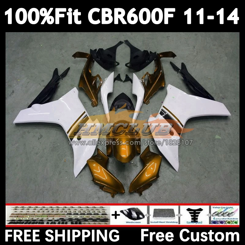 OEM Fairing For HONDA CBR 600 F 600F golden white CBR600 F4i 54No.39 CBR600F 11 12 13 14 CBR600F4i 2011 2012 2013 2014 Injection