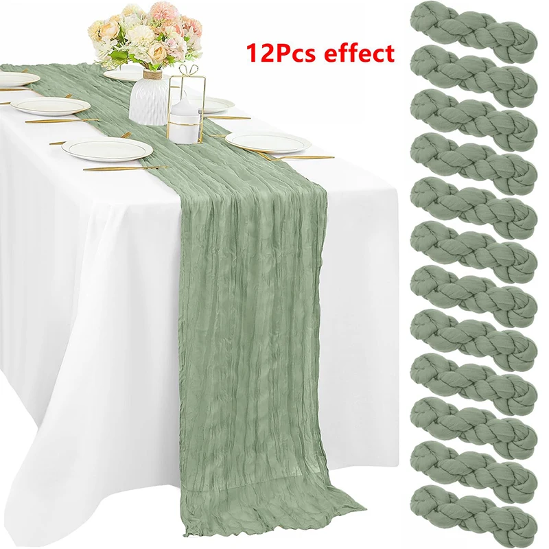 90*180CM 1Pcs Grün Käsetuch Tisch Lange Läufer Böhmischen Gaze Tischdecke Dekoration für Hochzeit Party Bankett braut Dusche