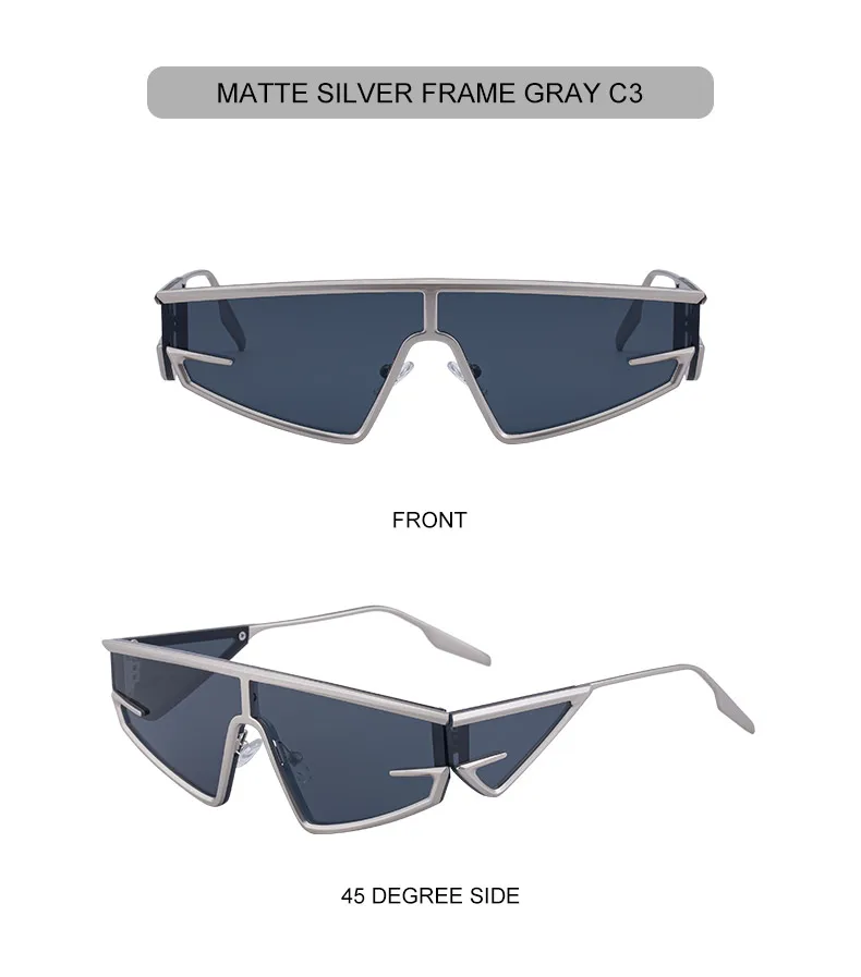 Y2K Punk Quadratische Schild Sonnenbrille Männer 2025, Luxus Marke Vintage Unregelmäßige Steampunk Winddicht Sonnenbrille für Frauen Shades UV400 – Detail 17