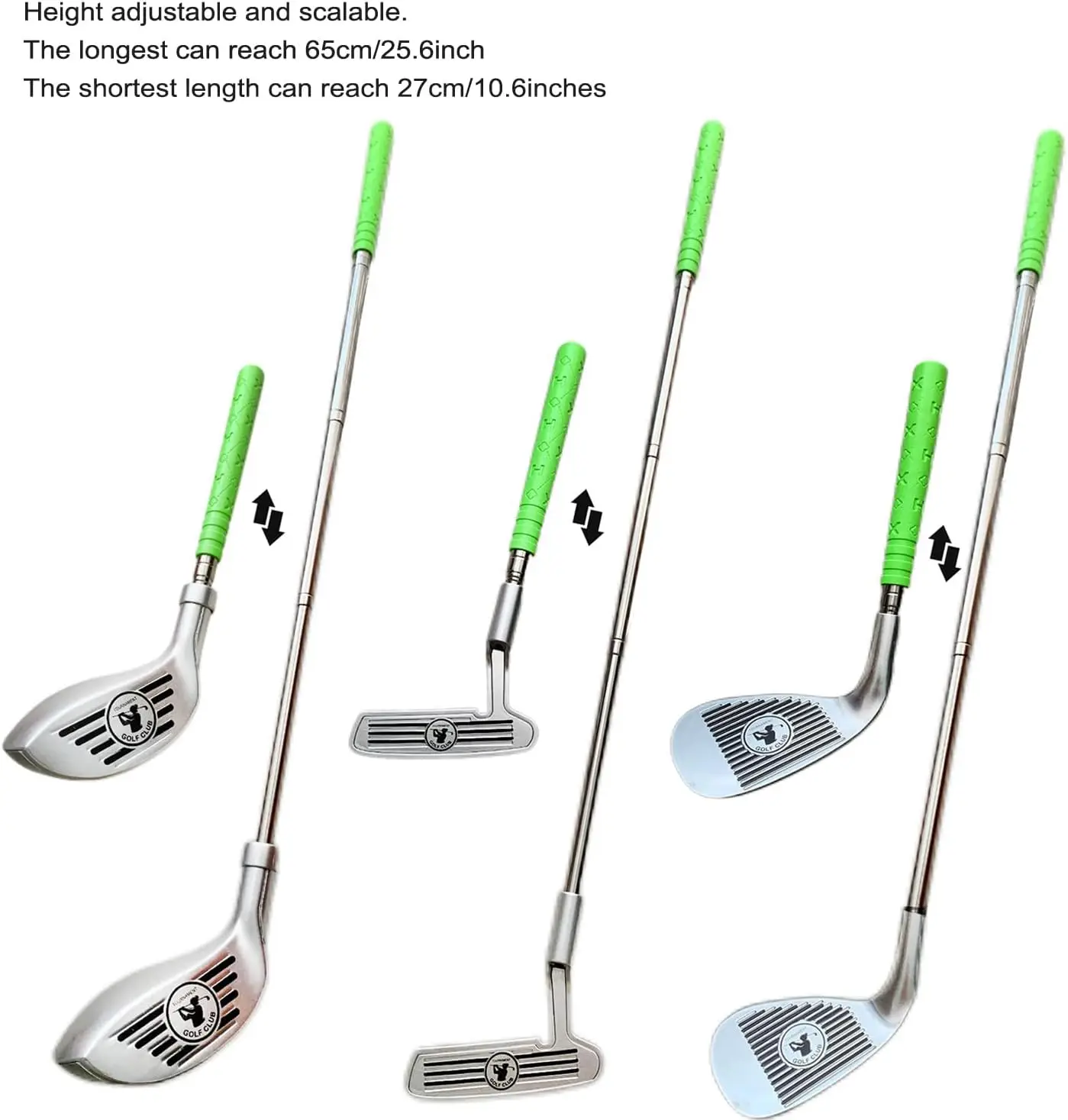 Conjunto de acessórios de golfe telescópico 2 em 1 de 3 barras de 26 polegadas (66 cm), 5 bolas de treinamento brancas, entretenimento infantil de 3 a 8 anos 777-529