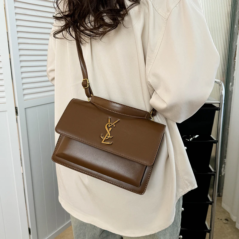 

Элегантная кожаная сумка-мессенджер для женщин от люксового бренда, минималистичная, вместительная, модная, повседневная, для поездок на работу