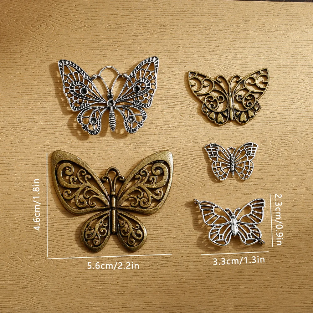 إكسسوارات مجوهرات مصنوعة يدويًا على شكل فراشة حيوانات برونزية قديمة، إكسسوارات مصنوعة يدويًا، قلادة على شكل قلادة