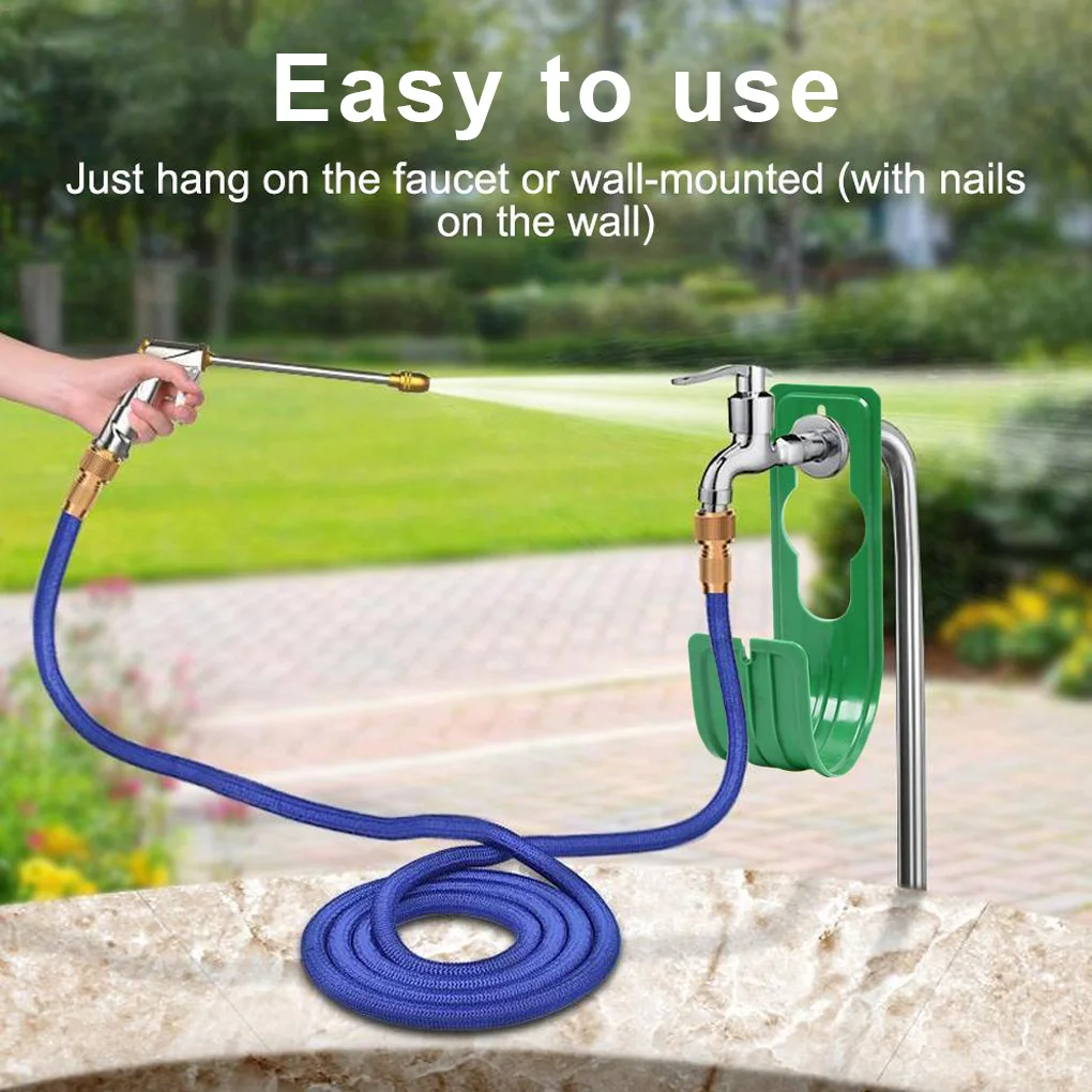 Telescopic Water Hose Pipe Hook ABS Plastic High Pressure Car Washing Water Tube Hose Holder Hanger, Green