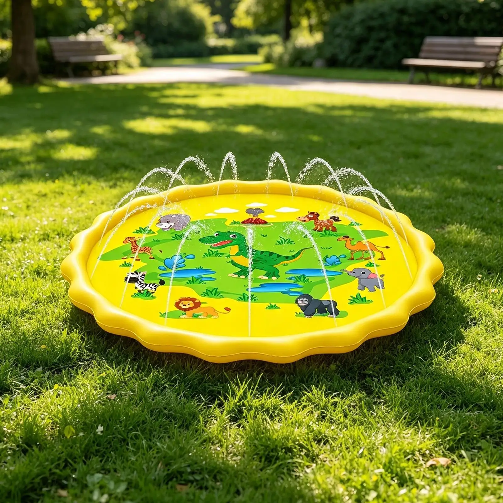 Sprinkler Pad 170cm Non-Slip Leakproof Foldable Paddling Pool Sprinkler Pool For Backyard Yard Garden Lawn Beach Park Playground