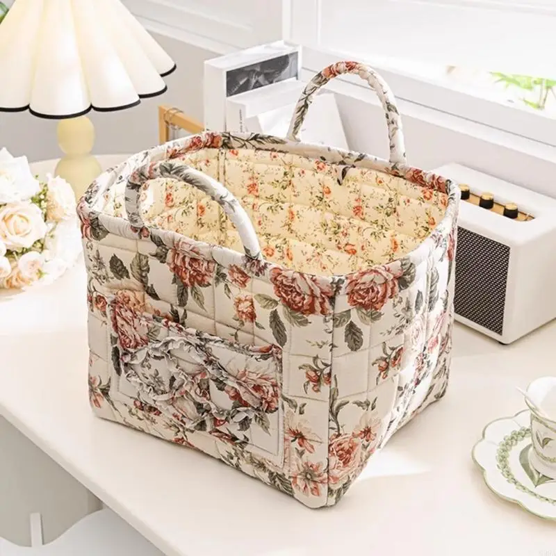 Cesta espaciosa poliéster G99A, perfecta para guardar accesorios del hogar uso diario