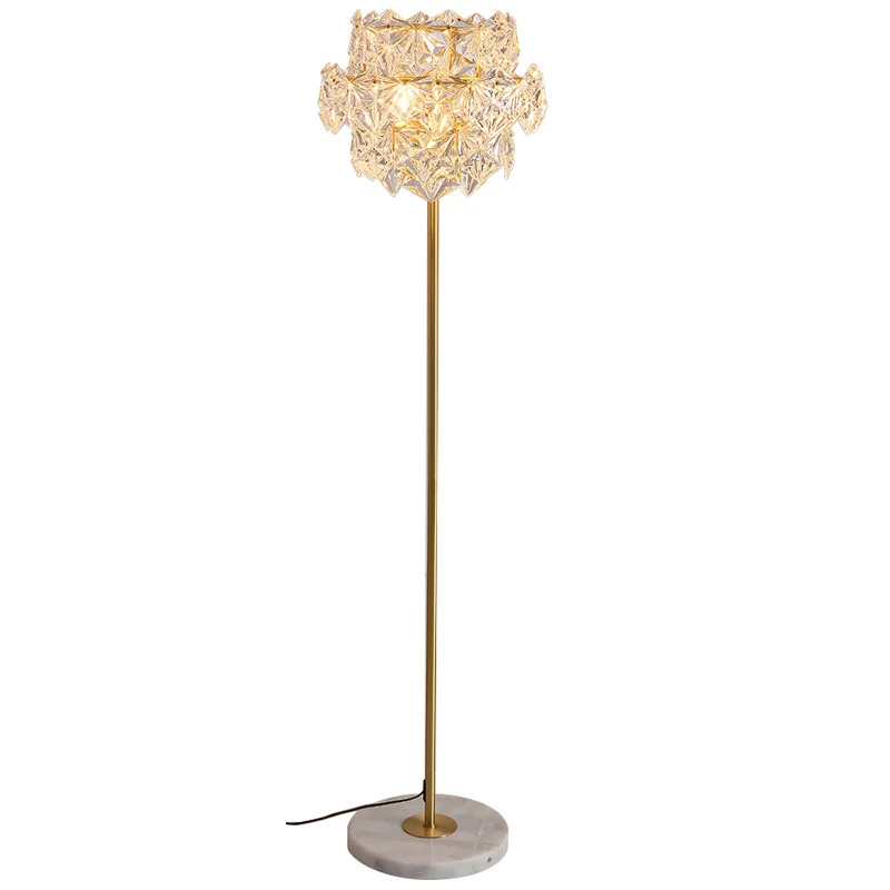 

Nordic Luxury LED Floor Lamps Copper Crystal Living room Home Standing lighting Bedroom Villa Marble Vertical Lights