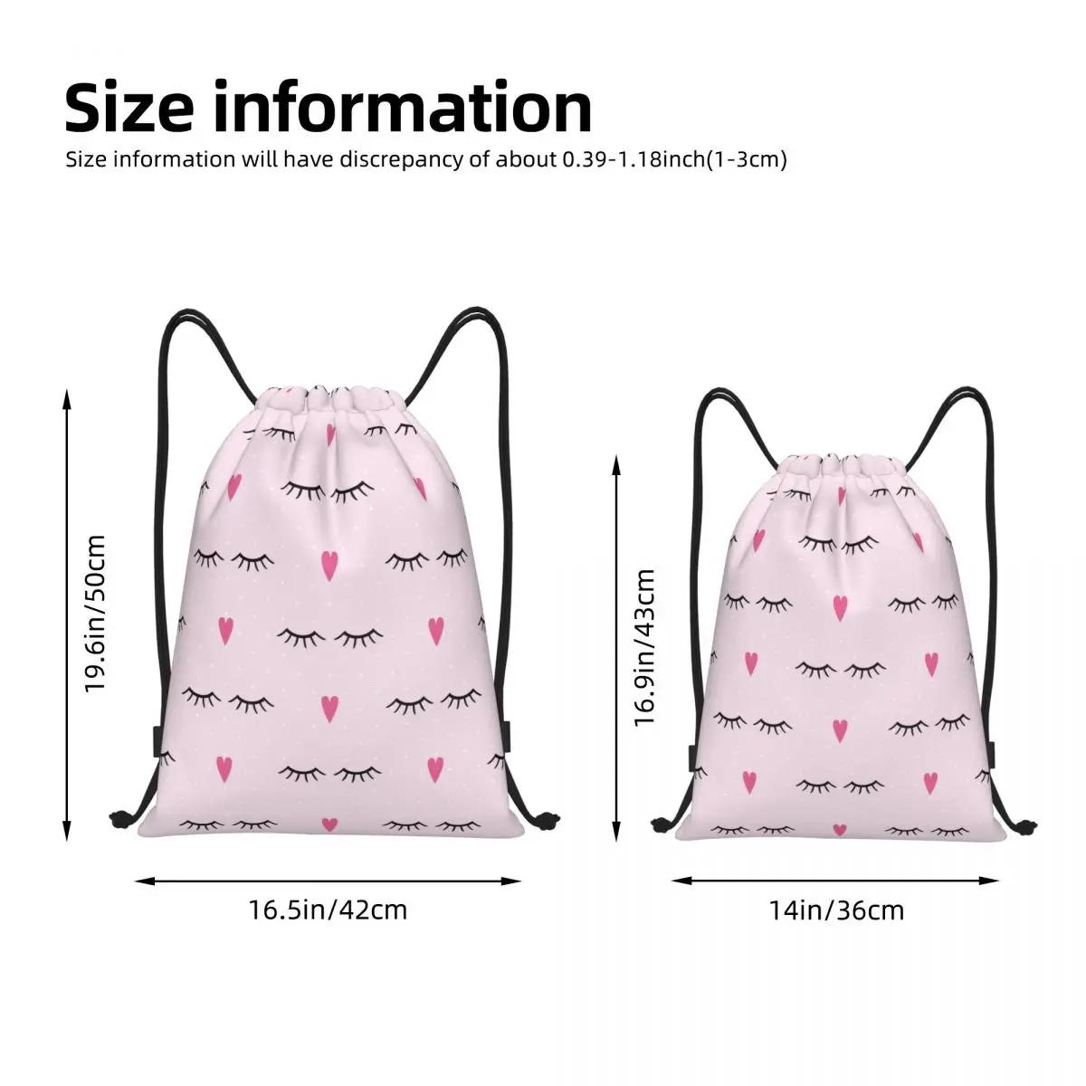 Cute Closed Eyes Drawstring Backpack Sports Gym Sackpack Cartoon Beauty Eyelash String Bag for Exercise