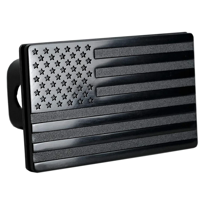 American Flag Hitch Cover- Metal USA Flag Trailer Hitch Cover-Patriotic Flag Plug Hitch Cover (Fits 2 inch Receivers)